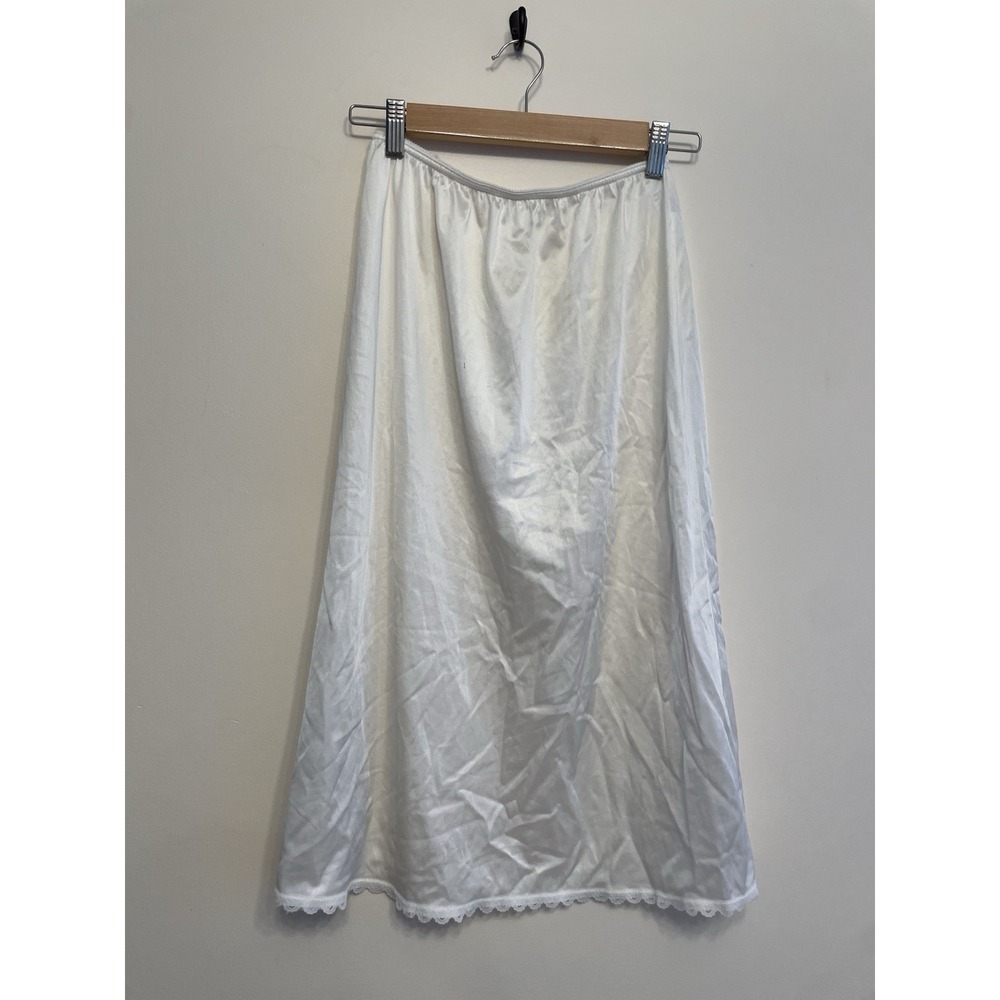 Vintage Warner's Perfect Measure Half Slip Women Large White 27" Satin Lace Trim